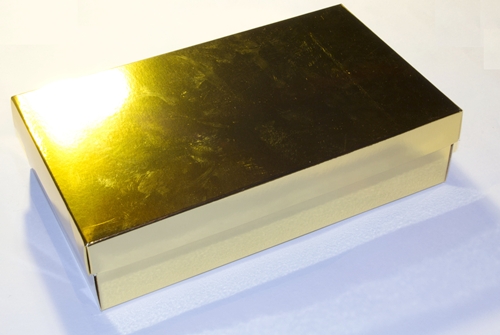 Cajas para bombones laminadas poliester oro con tapa