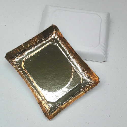 Bandejas Rectangulares laminadas con poliester oro - Pesada