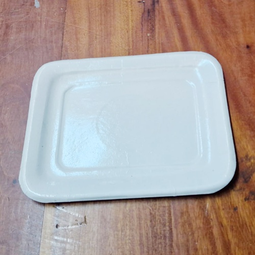 Platos rectangulares Cartón blanco con polipropileno transparente